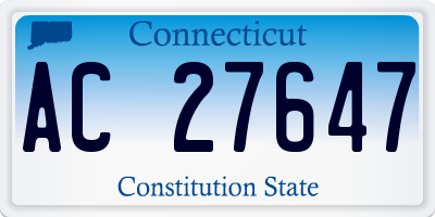 CT license plate AC27647