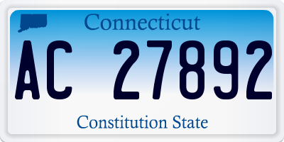 CT license plate AC27892