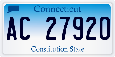 CT license plate AC27920