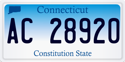 CT license plate AC28920