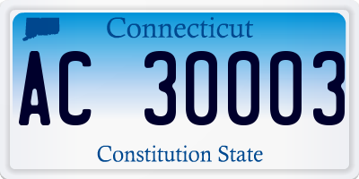 CT license plate AC30003