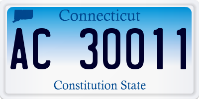 CT license plate AC30011