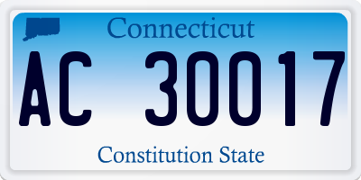 CT license plate AC30017