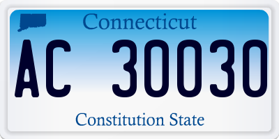 CT license plate AC30030