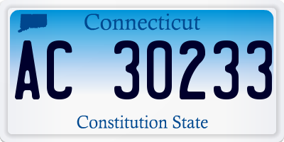 CT license plate AC30233
