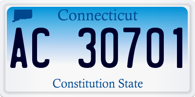 CT license plate AC30701