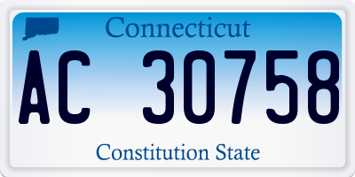 CT license plate AC30758