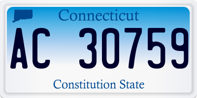 CT license plate AC30759