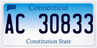 CT license plate AC30833