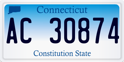 CT license plate AC30874