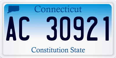 CT license plate AC30921