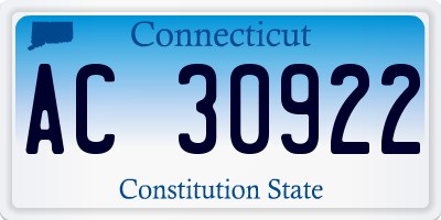 CT license plate AC30922