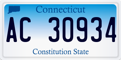 CT license plate AC30934