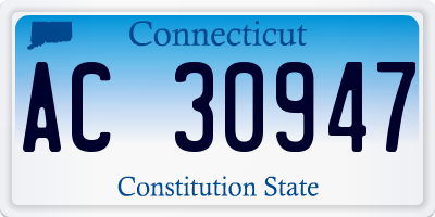 CT license plate AC30947