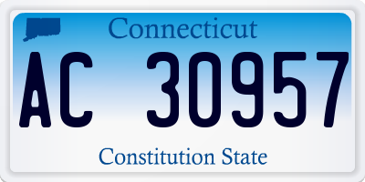 CT license plate AC30957