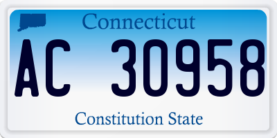 CT license plate AC30958