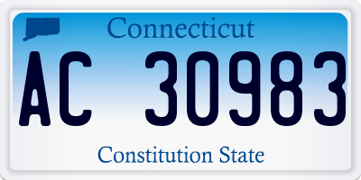 CT license plate AC30983