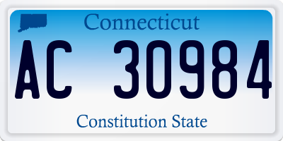 CT license plate AC30984