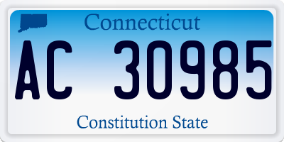CT license plate AC30985