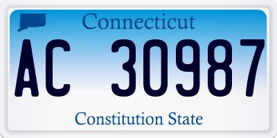 CT license plate AC30987