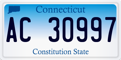 CT license plate AC30997