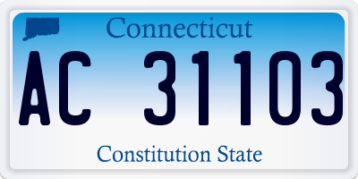 CT license plate AC31103