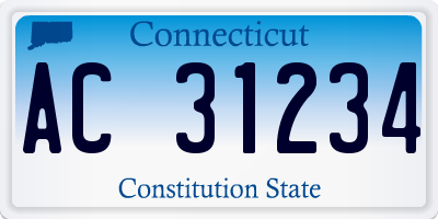 CT license plate AC31234