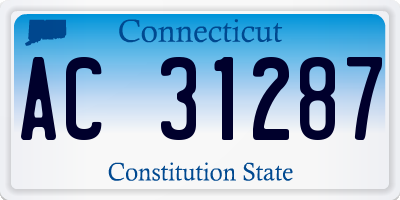 CT license plate AC31287