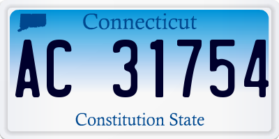 CT license plate AC31754