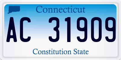 CT license plate AC31909