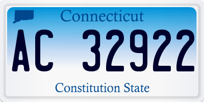 CT license plate AC32922