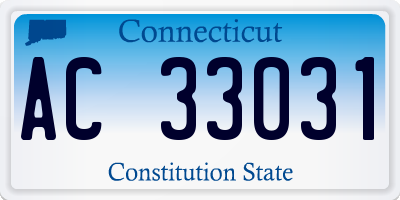 CT license plate AC33031