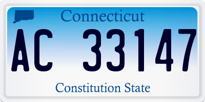 CT license plate AC33147