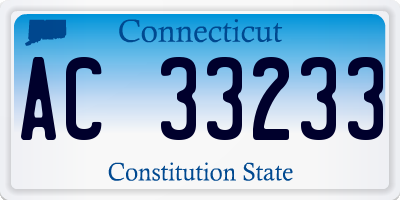 CT license plate AC33233