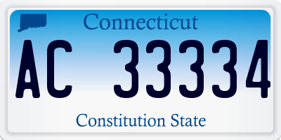 CT license plate AC33334