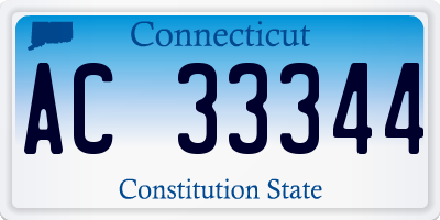 CT license plate AC33344