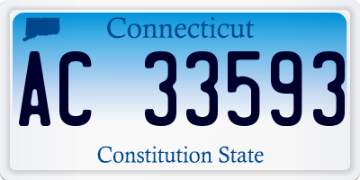 CT license plate AC33593
