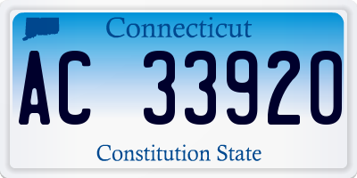 CT license plate AC33920