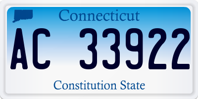 CT license plate AC33922