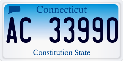 CT license plate AC33990