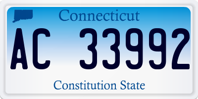 CT license plate AC33992