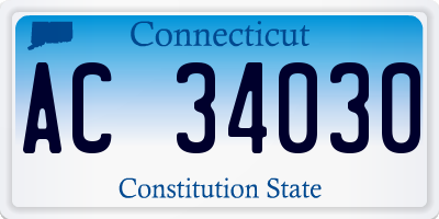 CT license plate AC34030