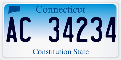 CT license plate AC34234