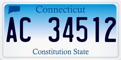 CT license plate AC34512