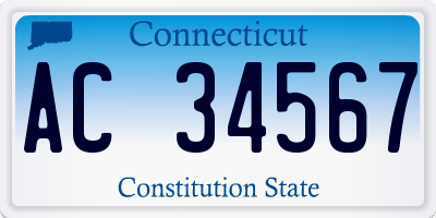 CT license plate AC34567