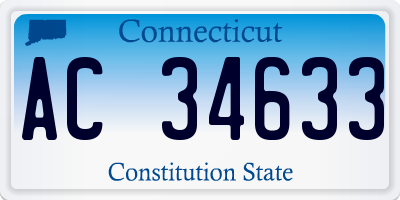 CT license plate AC34633