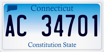 CT license plate AC34701