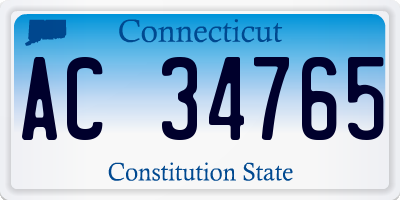 CT license plate AC34765