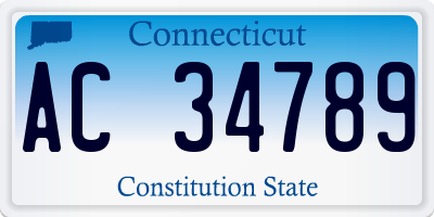 CT license plate AC34789