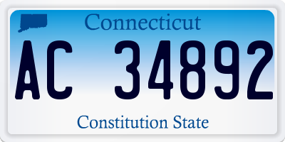 CT license plate AC34892